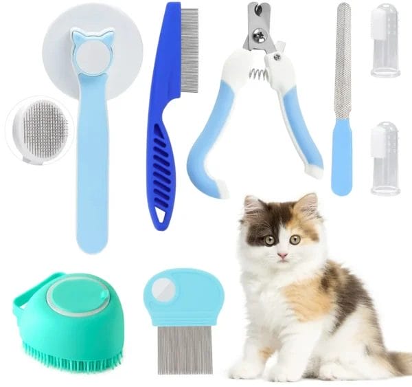 Dog Clippers 8Pcs Grooming Kit, Flea Comb & Brush